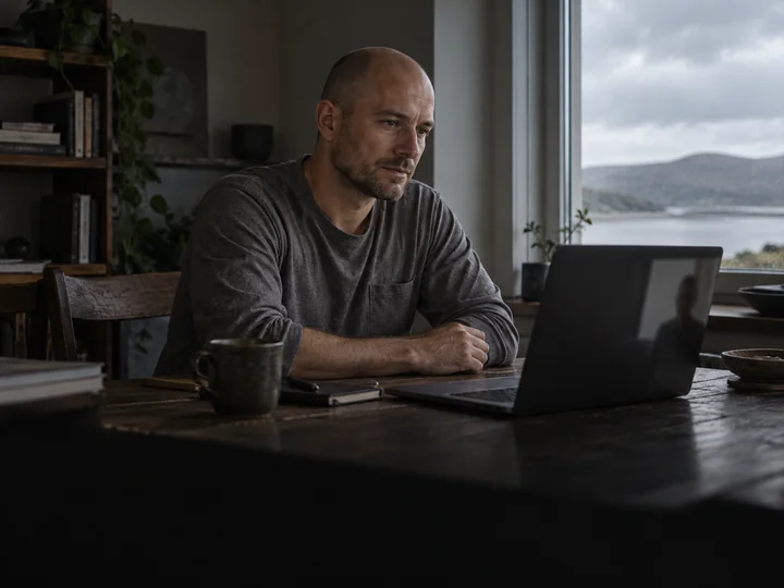 Vater in einem persönlichen Online-Gespräch